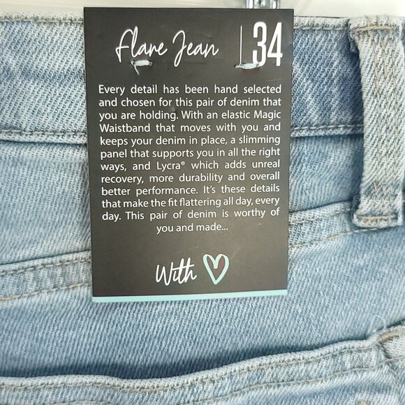 LuLaRoe Flare Jeans Women's 34 Light Blue Denim Slimming Panel - Picture 8 of 11